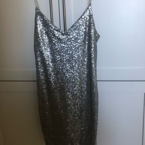 Sequin mini cocktail dress with open back